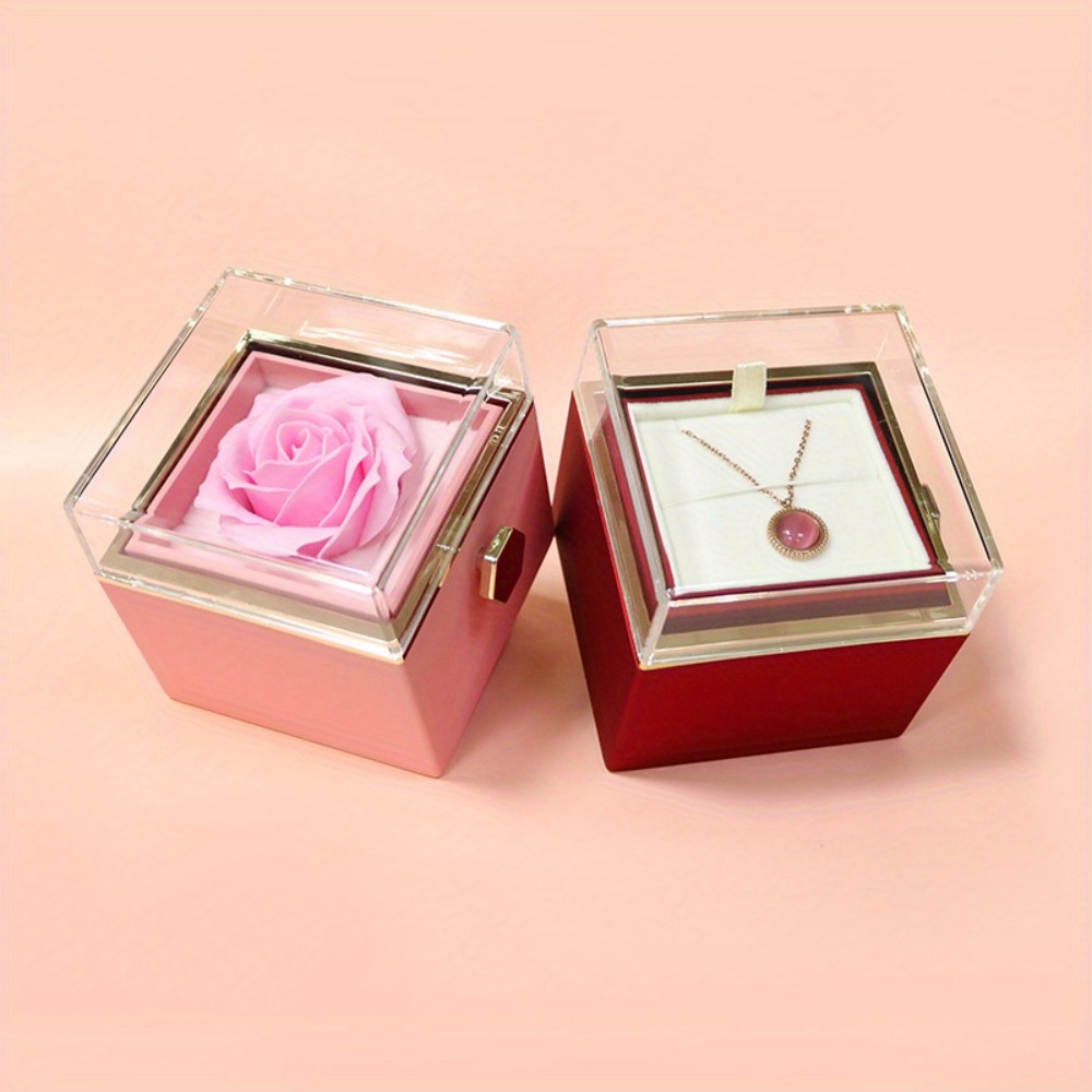 Flower Rotating Jewelry Box Creative Eternal Rose Gift Box - Temu