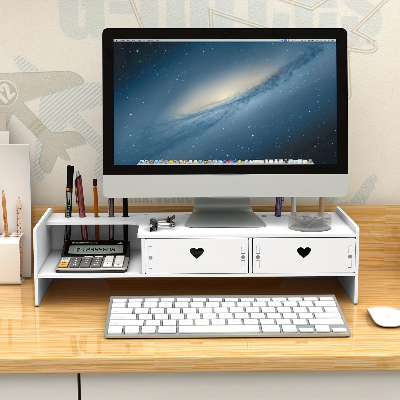 Soporte elevador de escritorio para monitor doble, soporte de computadora  para monitor de escritorio, estante de escritorio para monitor, soporte de
