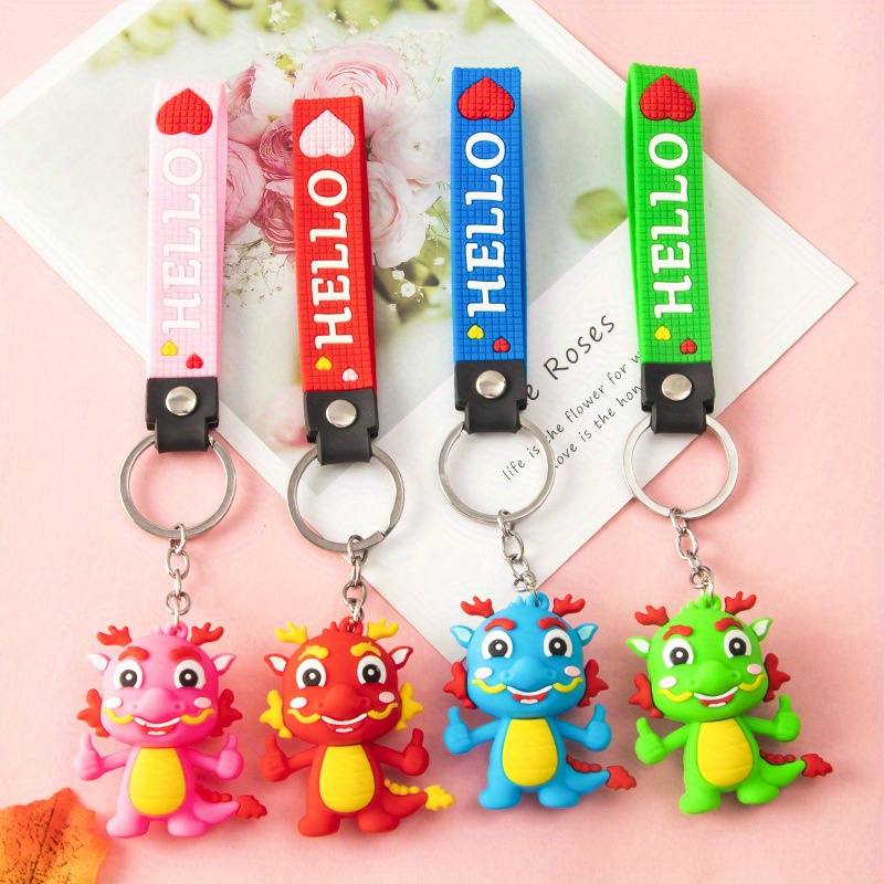 Cartoon Big Eyes Lion Keychain Couple Lovers Key Chain Pvc - Temu