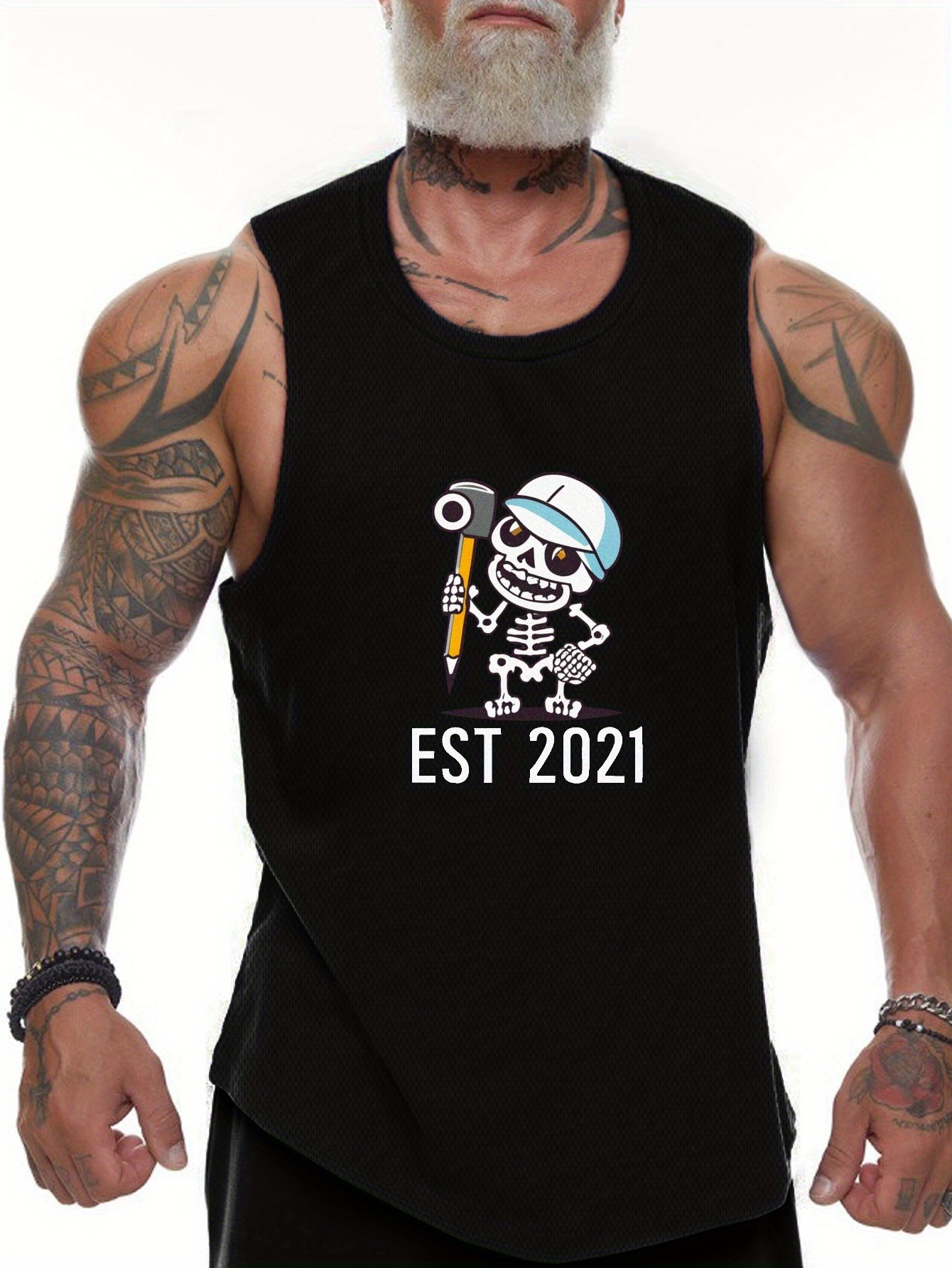 Chaleco Sin Mangas Estampado Esqueleto Hombre Camisetas - Temu Chile