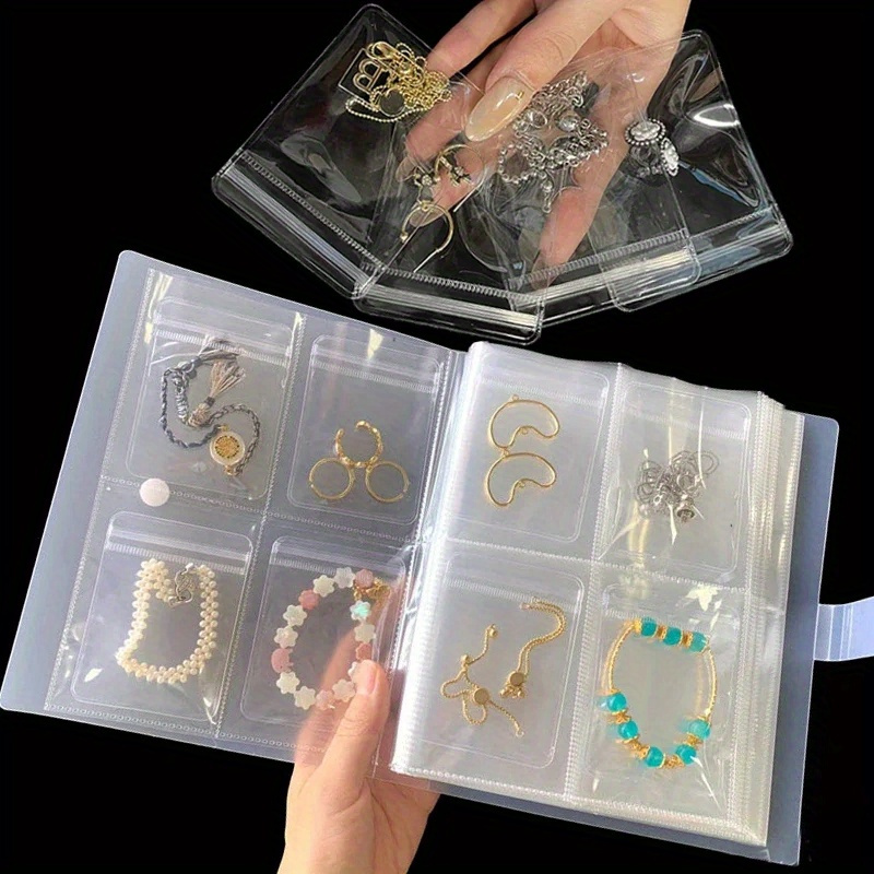 

1pc 84/160grids Transparent Necklace Bracelet Jewelry Storage Booklet, 50pcs Anti-oxidation Jewelry Storage Bags