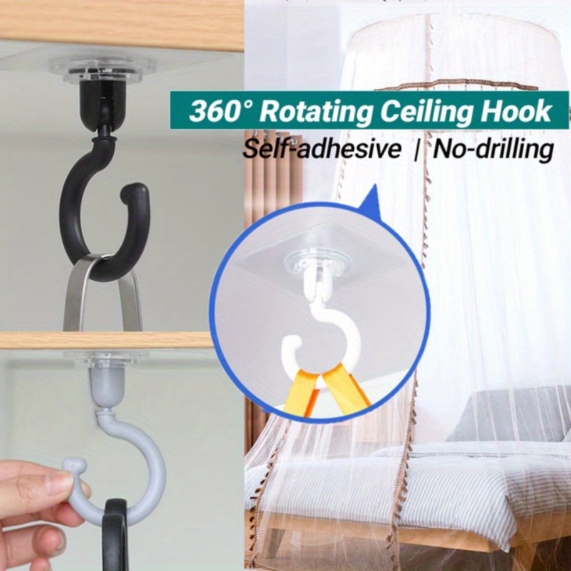 360°rotatable Ceiling Wall Hook Self adhesive Wall Hooks - Temu