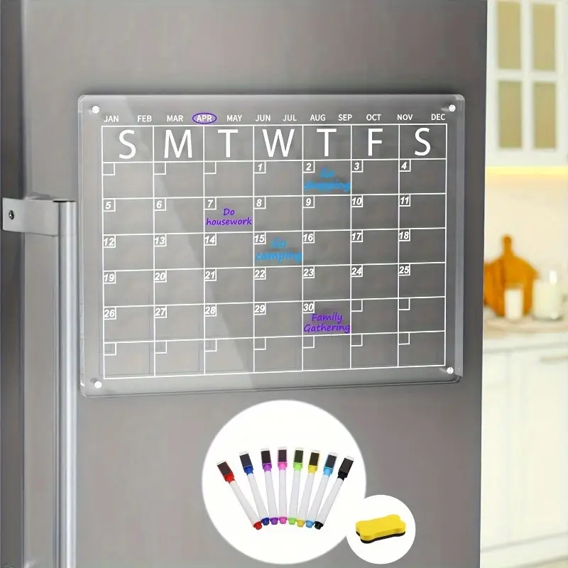 Acrylic Magnetic Dry Erase Board Calendar For Fridge, 15.7''x11.8