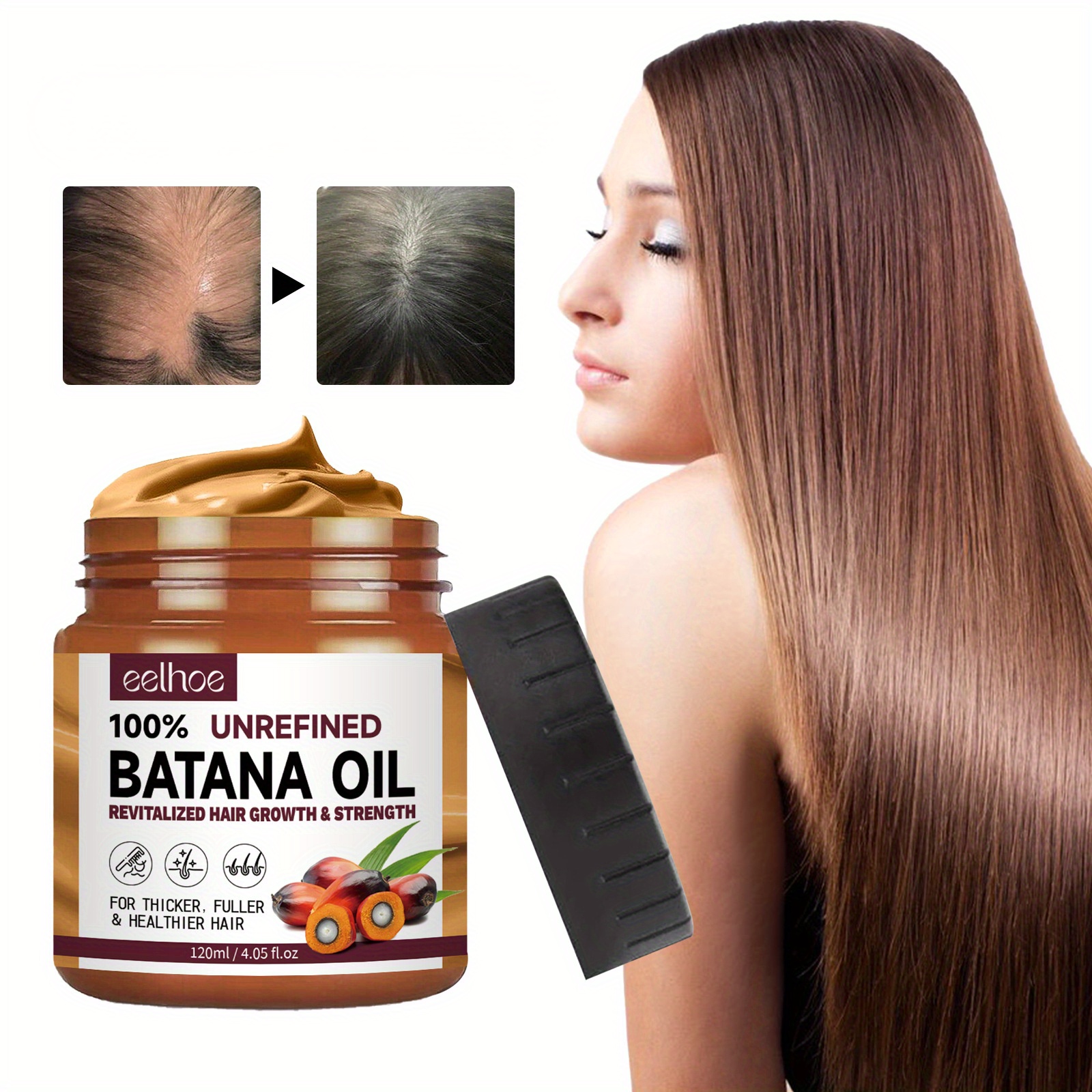 Batana Oil Organic For Hair Growth, 100% Natural Batana Oil Hair Regrowth  Serum Promotes Hair Wellness For Men Women Hair Loss Treatment