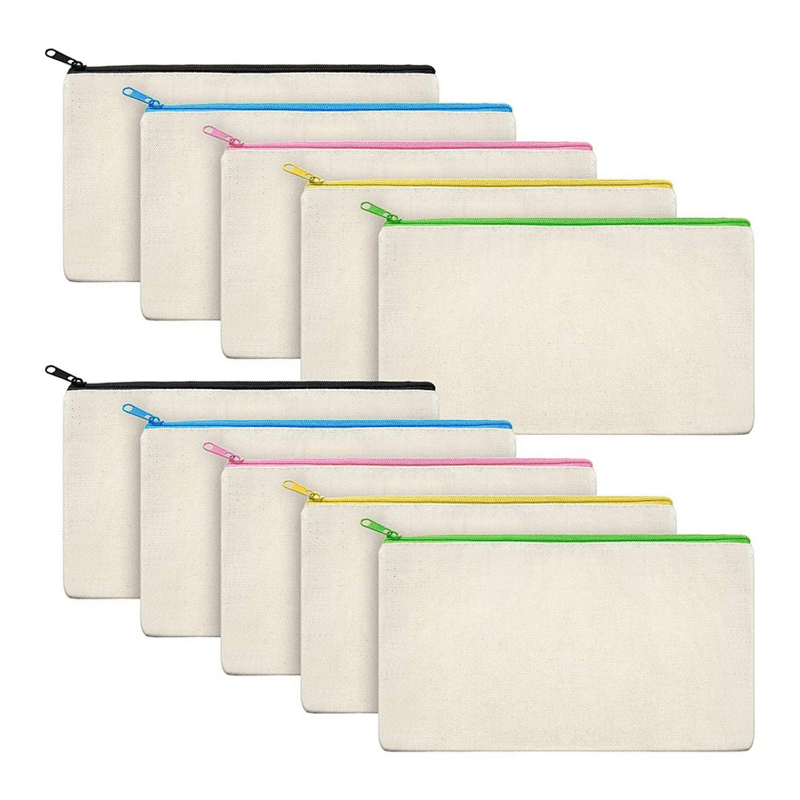 

5pcs Multifunctional Canvas Zipper Bags - Perfect For Home, School, And Travel Storage!