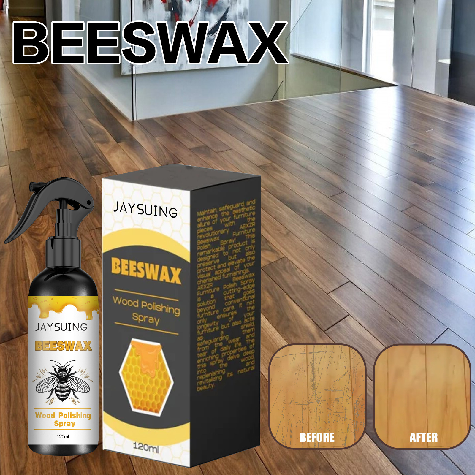 Solid Organic Natural Pure Bee-wax Wood Wax Polisher Waterproof Furniture  Care Maintenance Beeswax for Household