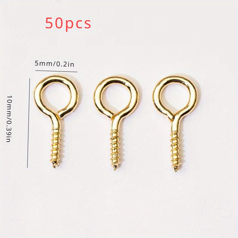 300PCS Gold Small Screw Eye Pins Gold Eye Screw Hooks Eyepins Hook Mini Eye  Pins Hooks Screw Eye Pins for Jewelry Making Findings DIY Crafts Eyelets  Screws Threaded Gold Clasps Hooks 