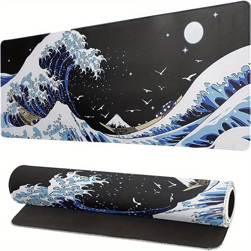 Tapis de souris Gaming XXL 800 x 300 mm, art koi japonais et noir