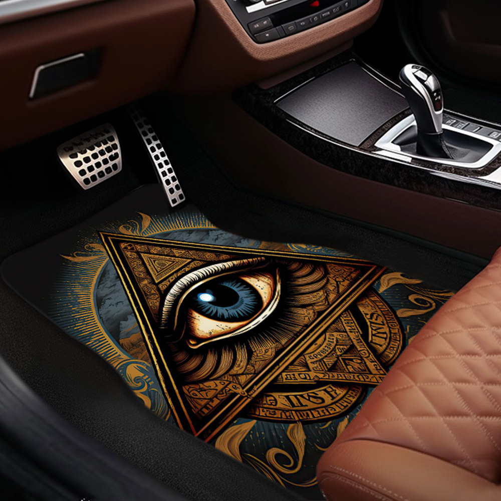 

1pc/2pcs/4pcs Egyptian Printed Car Floor Mats, Non-slip Car Front And Rear Floor Mats, Machine Washable Floor Mat