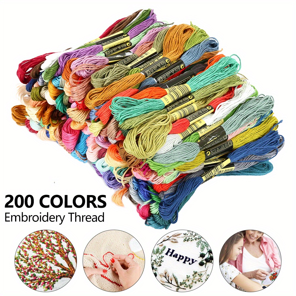 Colorful Embroidery Floss 200 Cross Stitch Threads - Temu