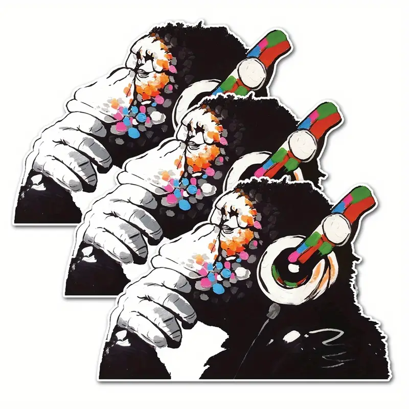Monkey Headphones Graffiti Wall Art Vinyl Stickers Laptop - Temu