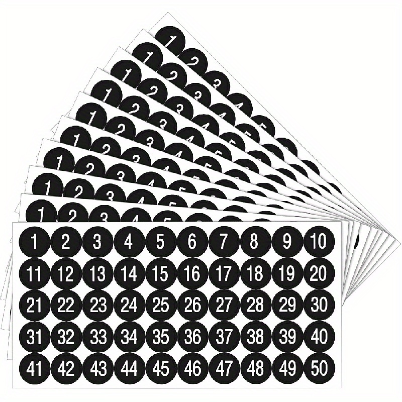 250 Stickers Number Label Number Stickers No.1 50 Round - Temu