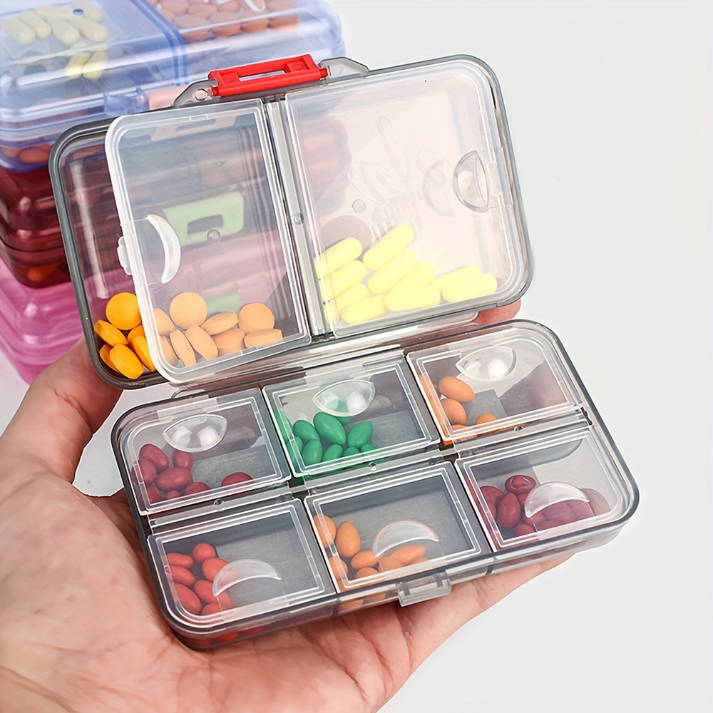 Travel Pill Organizer Medicine Dispenser - Moisture-Proof Pill Boxes and  Organizer - Portable Vitamin Container Holder - 8 Large Compartments for