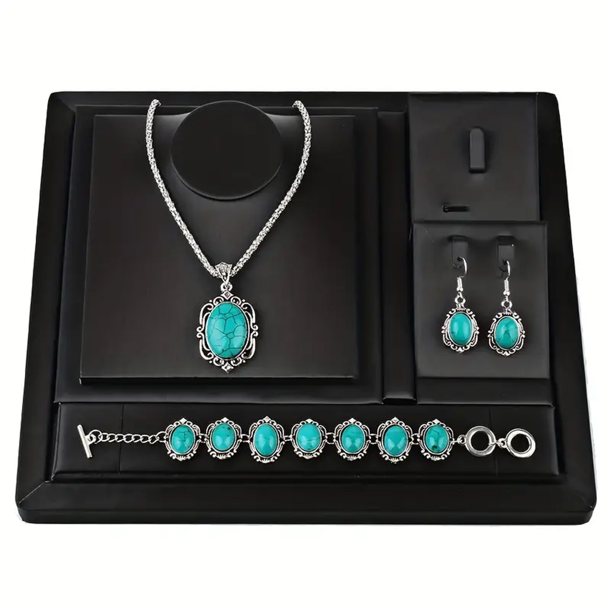  Western Jewelry for Women,4 Pcs Bohemian Turquoise Jewelry Set,  Turquoise Necklace,Western Belts, Vintage Turquoise Earrings & Bracelet,  Boho Turquoise Jewelry for Women: Clothing, Shoes & Jewelry