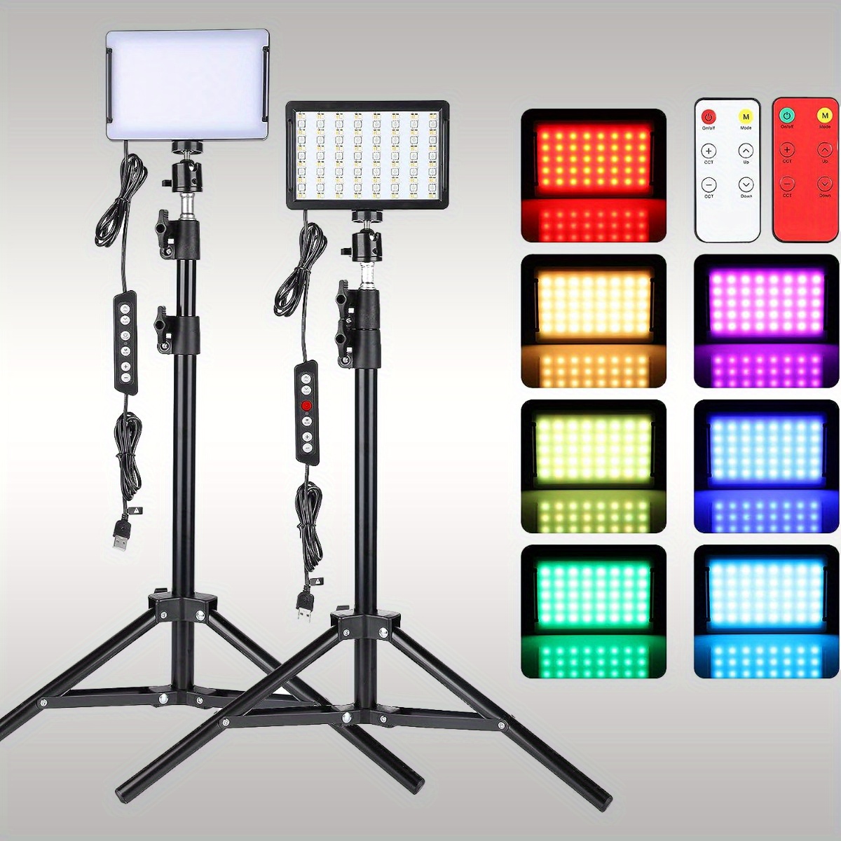 2 Pack Focos LED Iluminación Fotografía Kit Foco de Luz Streaming con  Filtros Color para Estudio Vídeo Foto Cámara Mesa Angulo Bajo Ordenador  Videoconferencia Juegos  TikTok : : Electrónica