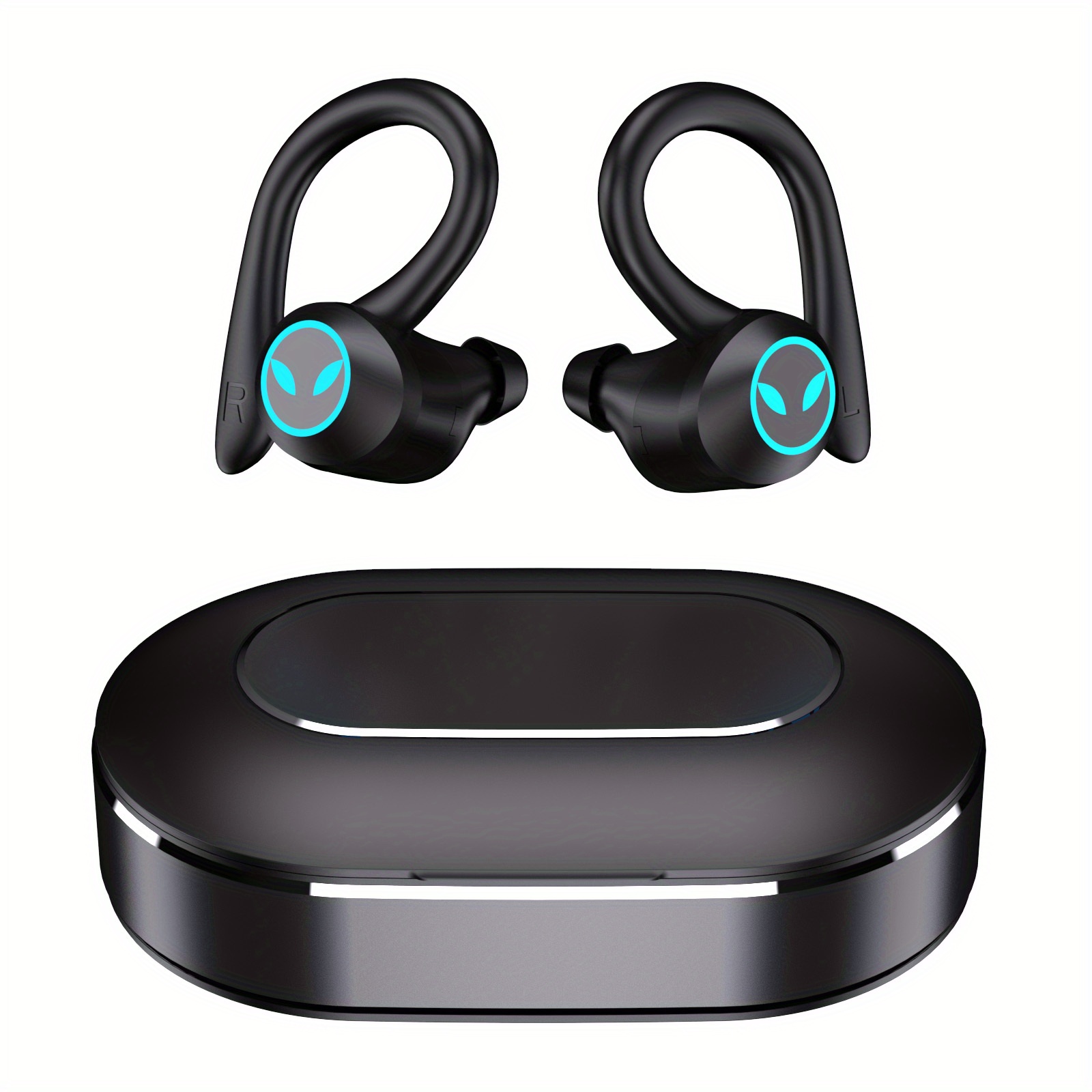 Fones de ouvido sem fio TWS, fone de ouvido esportivo à prova d'água com gancho de orelha, fones de ouvido estéreo intra-auriculares, fones de ouvido com controle de toque e estojo de carregamento_voghion.com