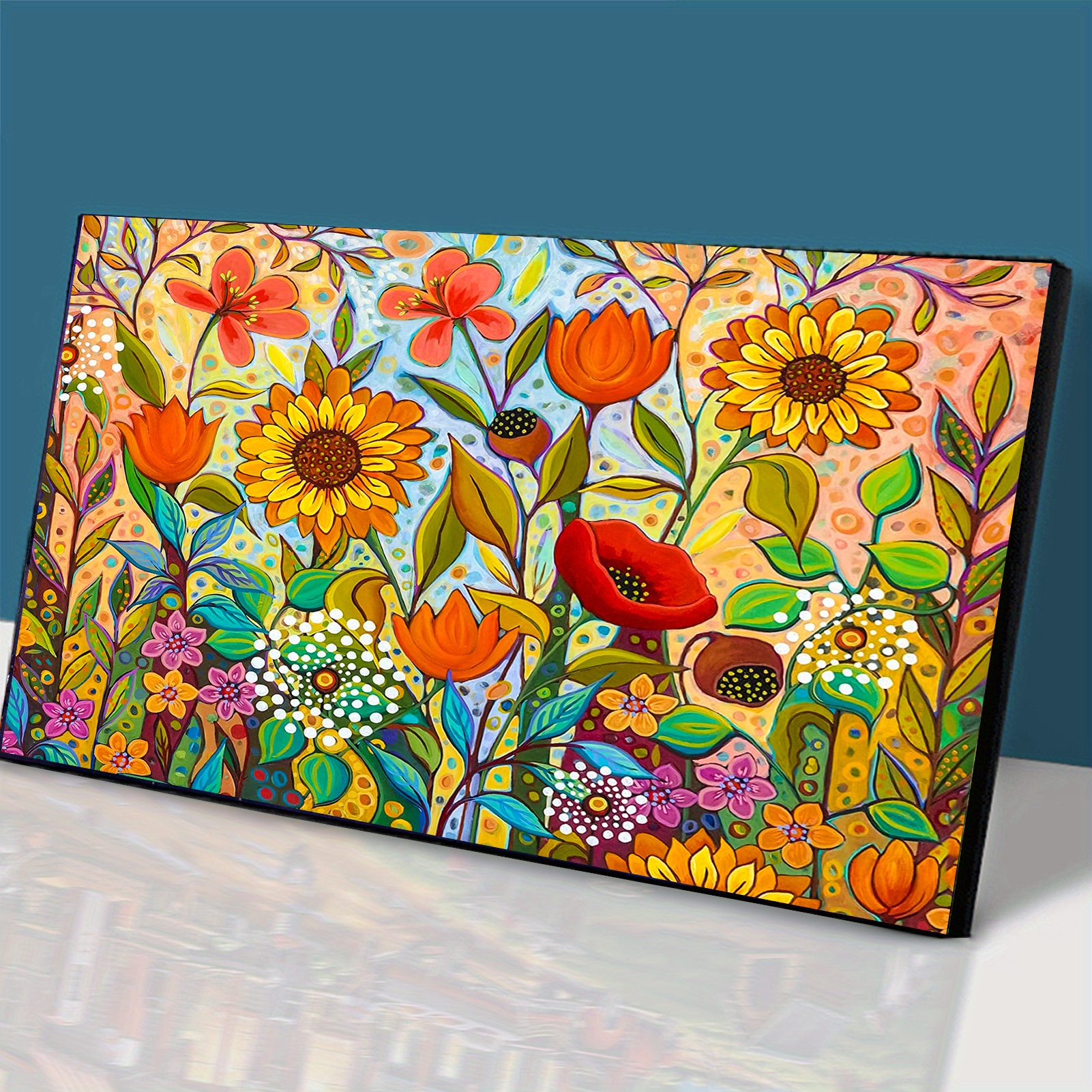 Flower Pattern Large Diamond Painting Kits 5d - Temu