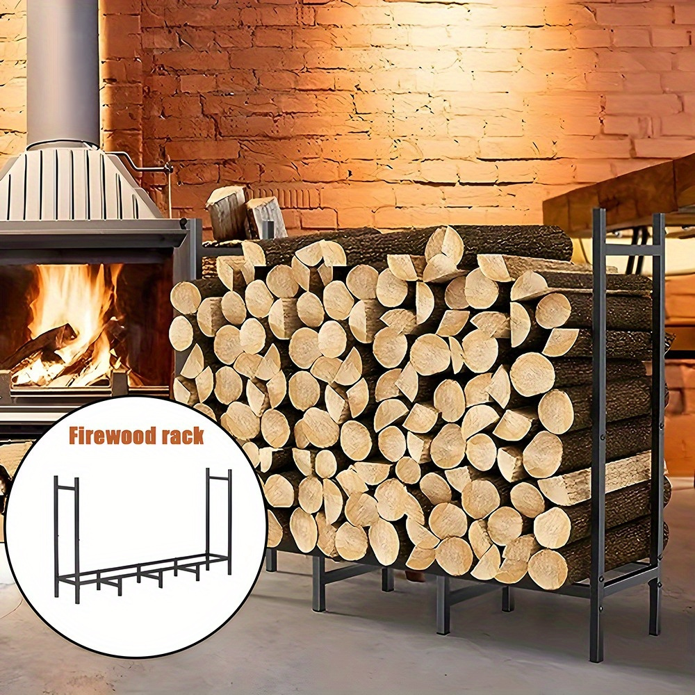Heavy Duty Metal Firewood Log Rack Wood Storage Firewood Holder Indoor  Outdoor