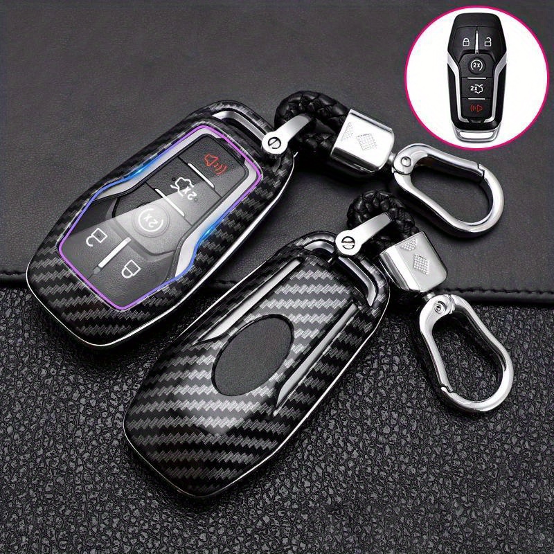 Carbon Fiber Abs Car Key Cover Protect For Mkz Mkc - Temu