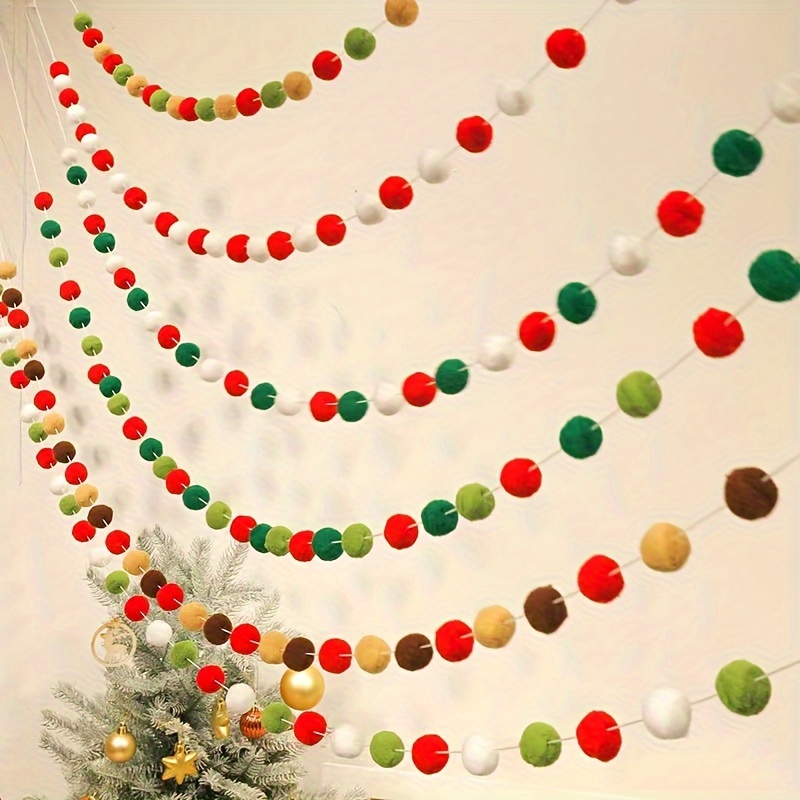 Handmade Wool Felt Ball & Plastic Bead Garland