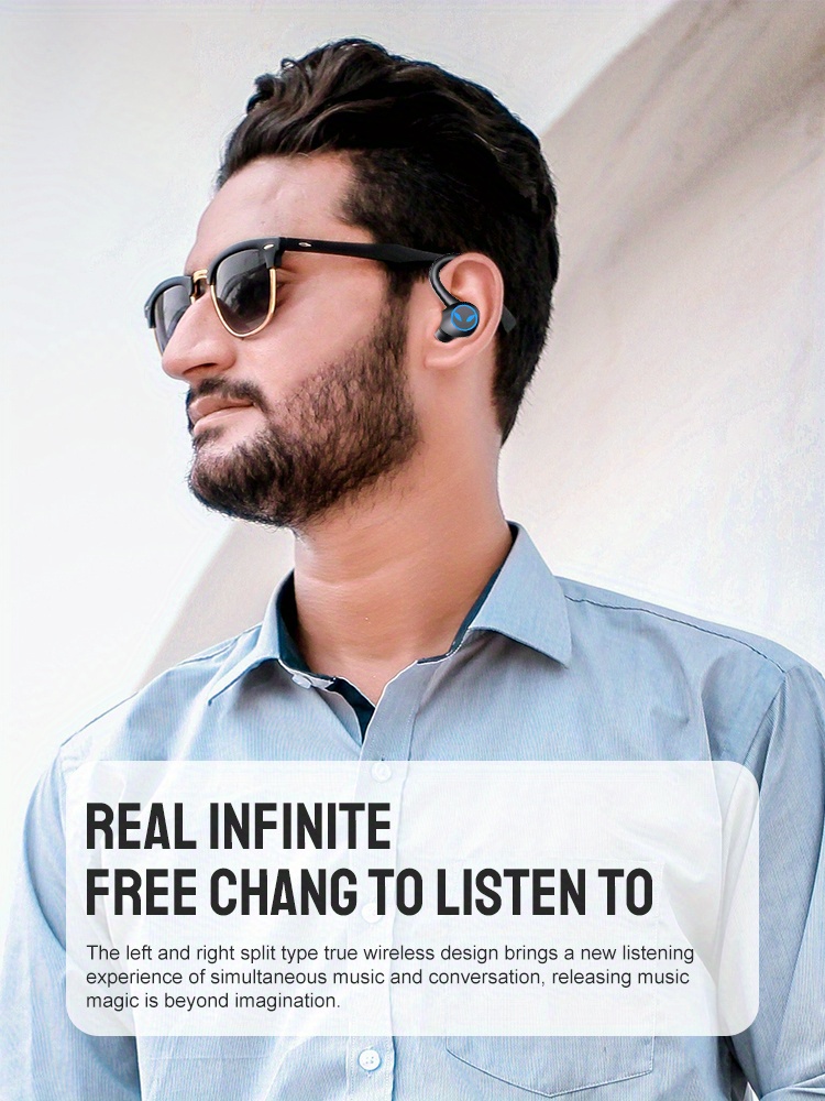 Fones de ouvido sem fio TWS, fone de ouvido esportivo à prova d'água com gancho de orelha, fones de ouvido estéreo intra-auriculares, fones de ouvido com controle de toque e estojo de carregamento_voghion.com
