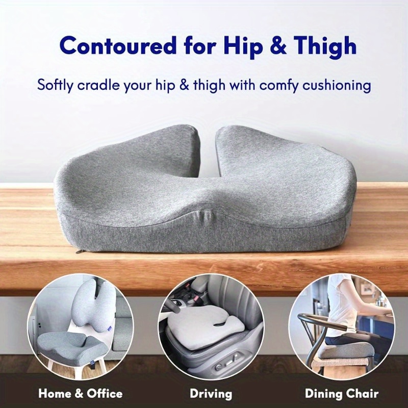 Patented Pressure Relief Seat Cushion For Extended Sitting - Office, Home,  Car, Wheelchair - Extra-dense Memory Foam For Hip, Tailbone, Coccyx,  Sciatica - Light Grey - Temu Australia
