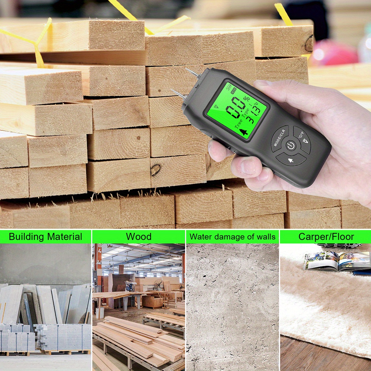 Digital Moisture Meter Wood Timber Damp Detector Alarm - Temu