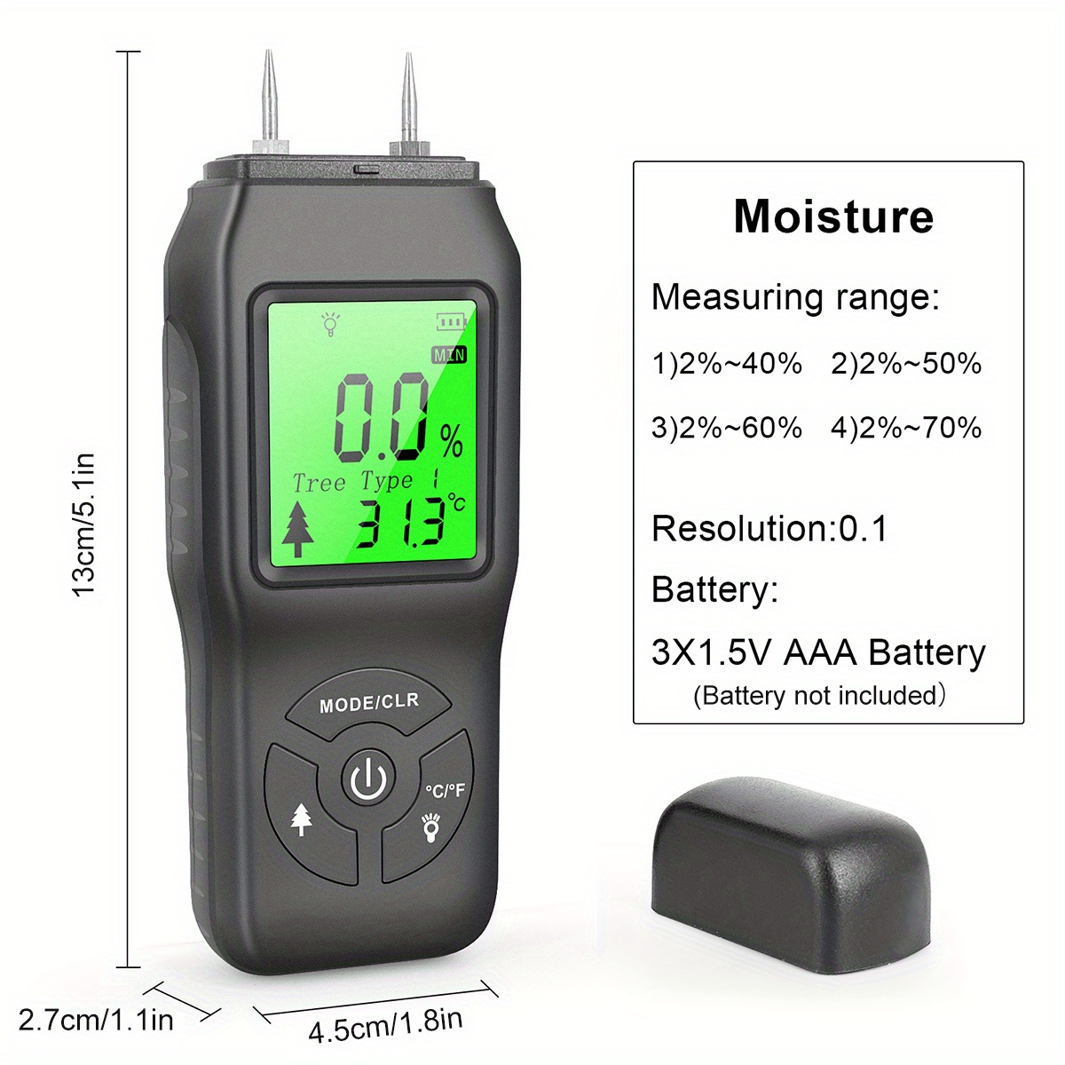 Wood Moisture Meter - Digital Logs Moisture Meter Damp Meter/ 0