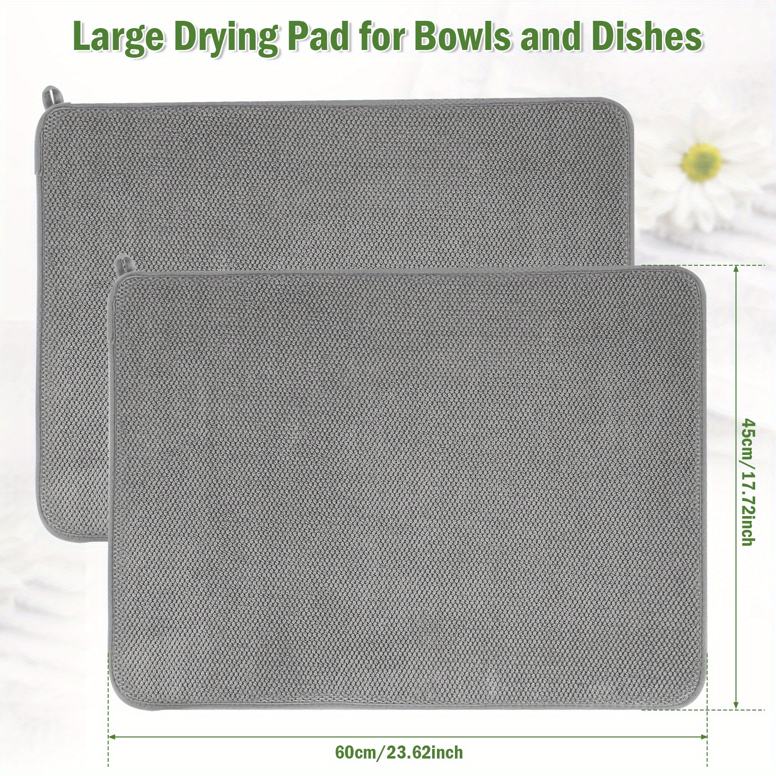 2pcs Dish Drying Mat Microfiber Dishes Drainer Mats Dish Drying