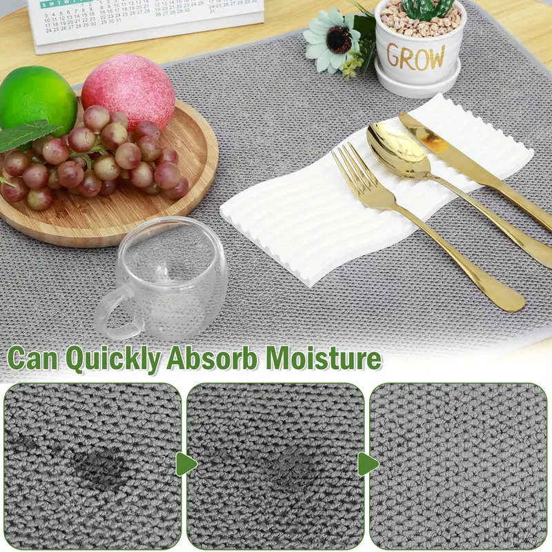 Dish Drying Mat For Kitchen Counter Ultra Absorbent Microfiber Drying Mat  Dishes Drainer Pad 20 By 15 Inch Machine Washable