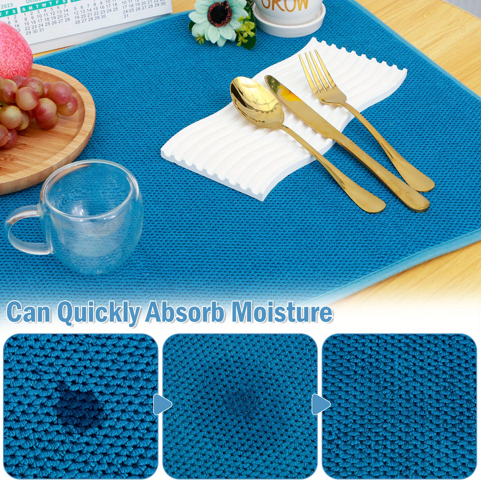 Coffee Mat Microfiber Dish Drying Mat Absorbent Dish Draining Mat for  Kitchen Counter Microfiber Fit Under Coffee Machine Coffee Pot Extra Large  16 x 24 Blue 