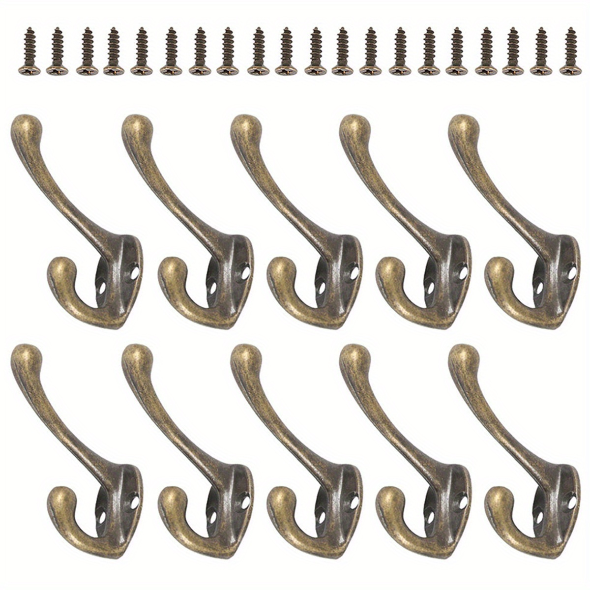 10pcs Hooks With Screws Vintage Storage Rack Wall Hooks For Home