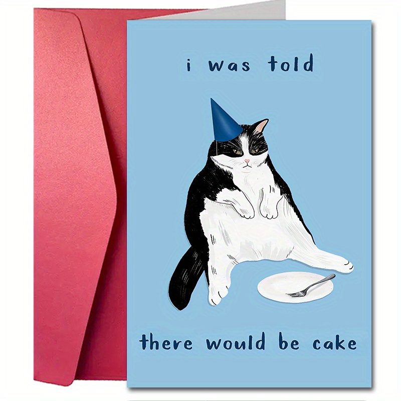 CENTRAL 23- Funny Birthday Cards for Him - 'I Was Told There Would Be Cake'  - Fun Birthday Cards for Mom - Cat Birthday Card - Ideal Birthday Card for