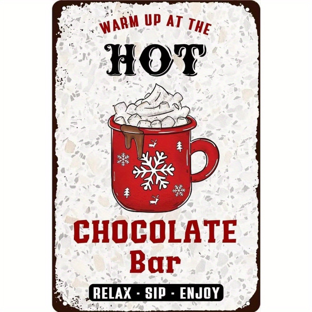 Christmas Signs Hot Cocoa Bar Metal Tin Sign Decor For Home Vintage  Christmas Coffee Cocoa Sign Hot Chocolate Bar Sign Wall Decorations Gifts  8x12