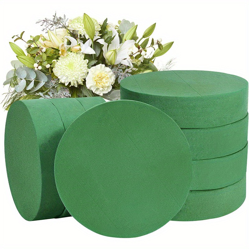 4pcs 6.5 Inch Round Flower Foam Bricks Green Foam Block Wet Flower  Arrangement Wedding Decoration