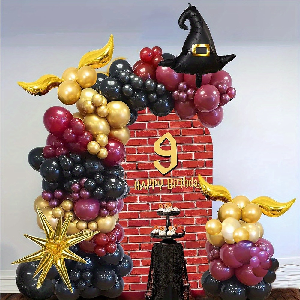 How to Create a Magical Wizard Balloon Garland  Harry potter balloons,  Harry potter birthday party, Harry potter birthday decorations