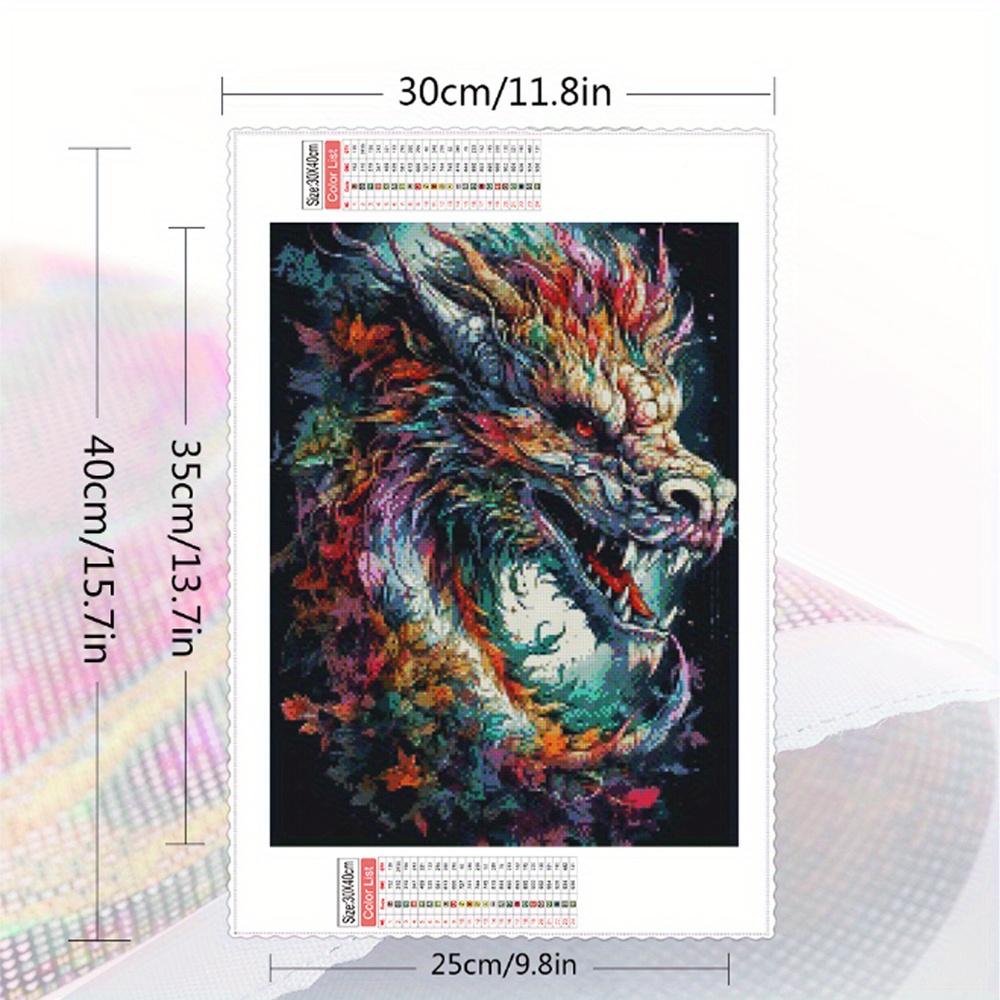 1pc Full Round Diamond Painting Dragon Colorful Home Decor Diamond