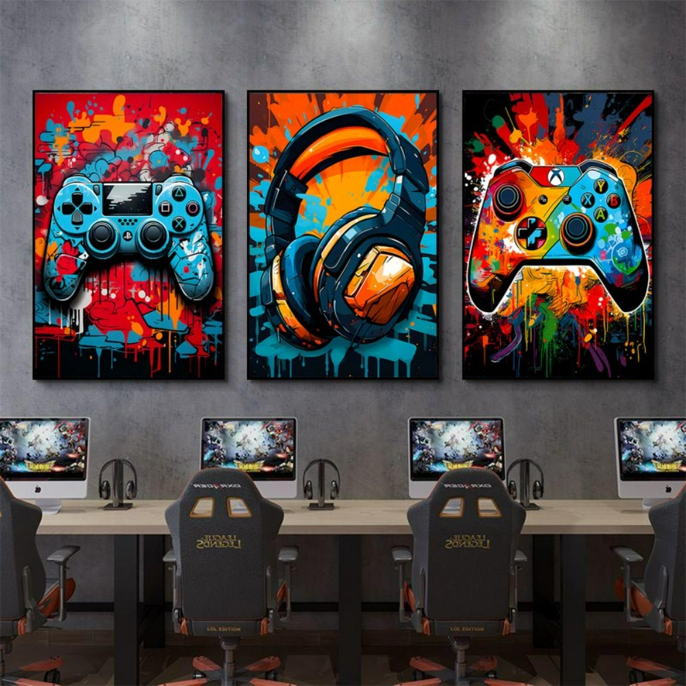 Set of 6 Games Wall Poster for Room Glossy Gaming Posters for