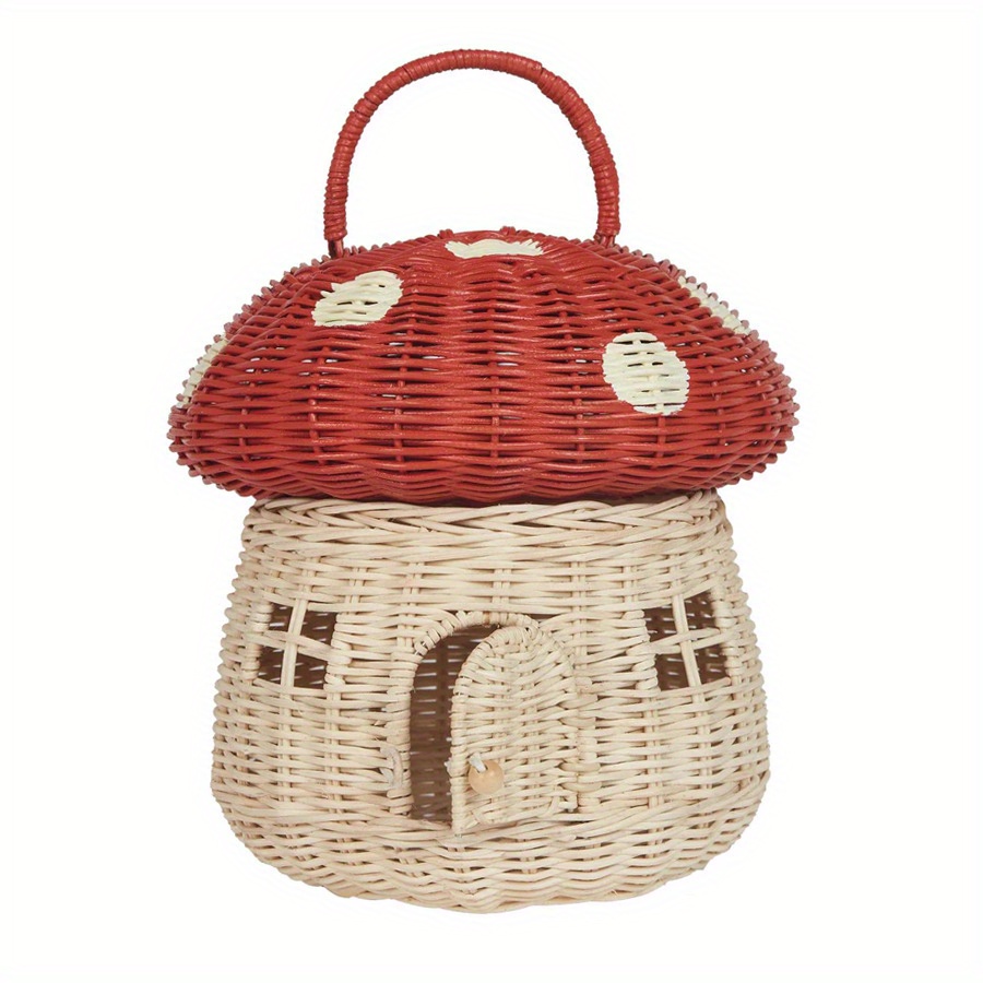 Rattan Hangbag Handmade Rattan Mushroom Basket For Kids Room Home