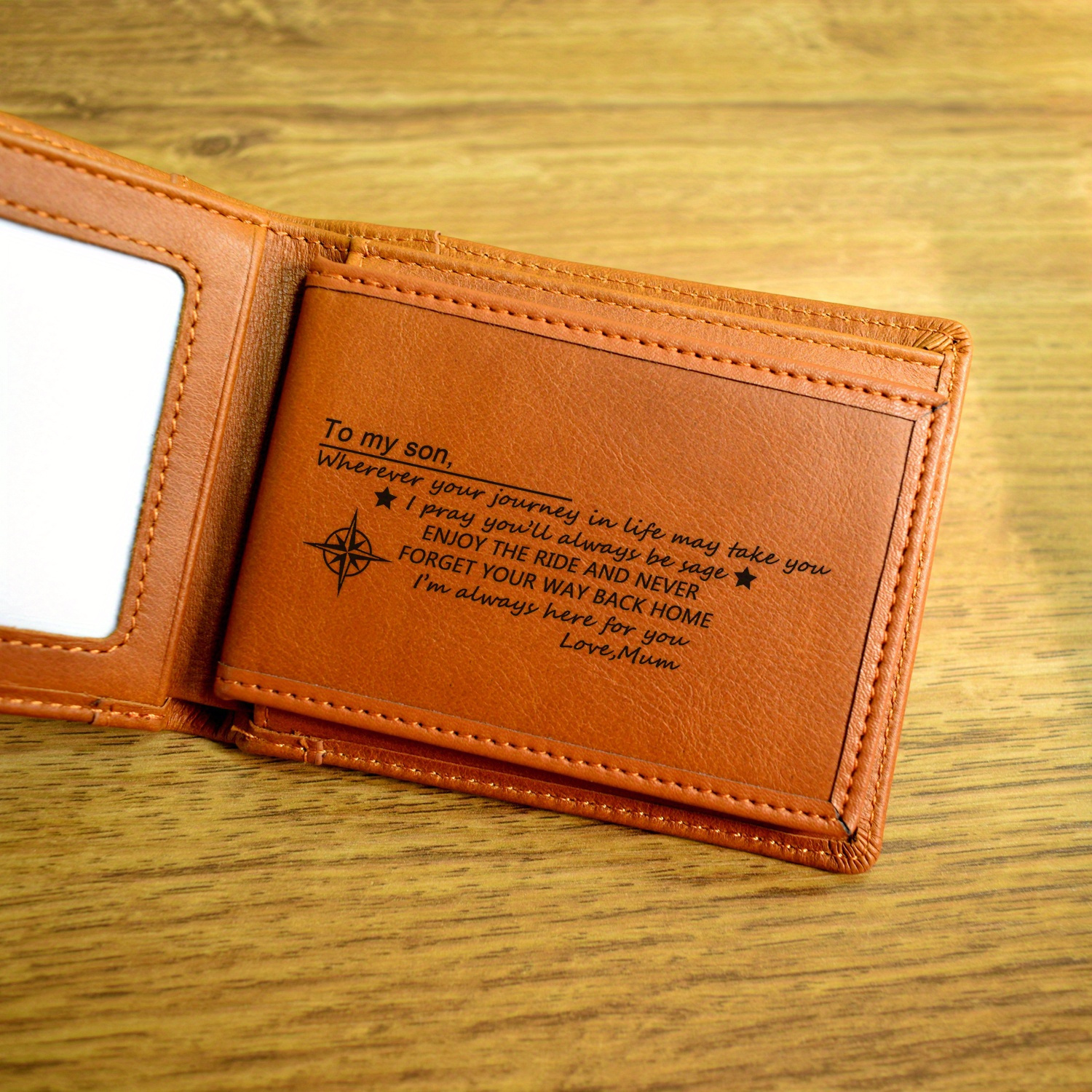 Custom Engraved RFID Wallet For Men | Personalized Photo & Text | PU Leather | Gift For Dad, Husband