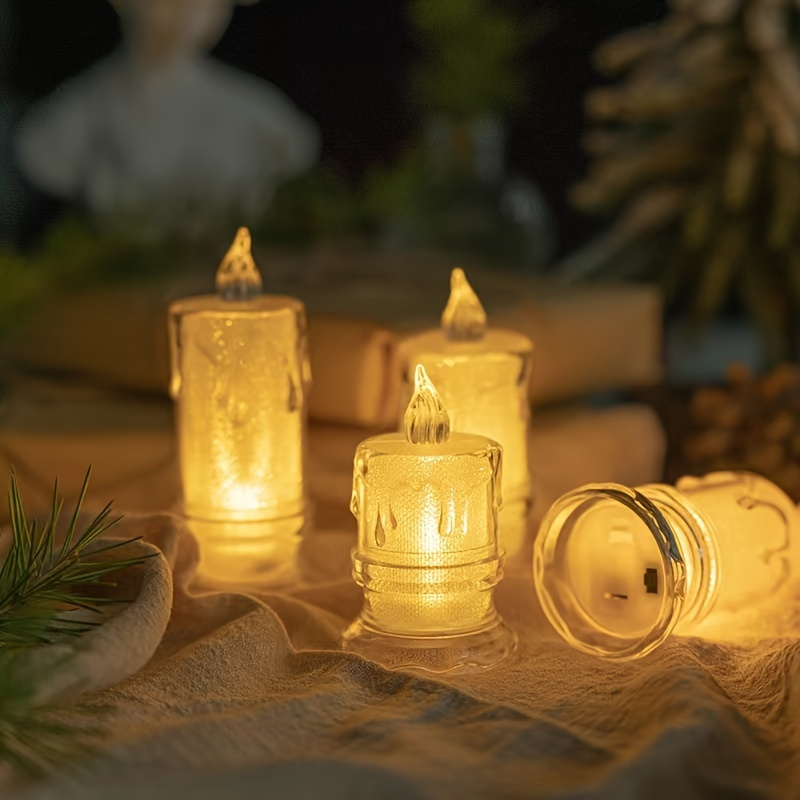 Velas LED de vidrio sin llama con control remoto y temporizador, velas de  cera real, luz parpadeante de color cálido para decoración de festivales