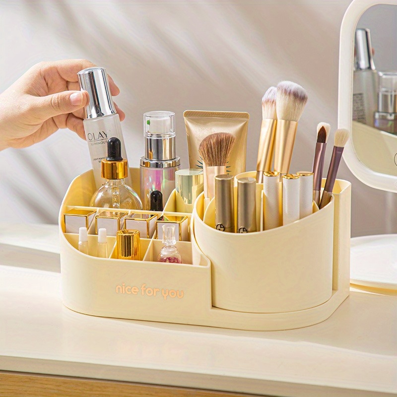 360 Degree Rotating Makeup Brush Holder, Makeup Organizer Storage Box  Decorative