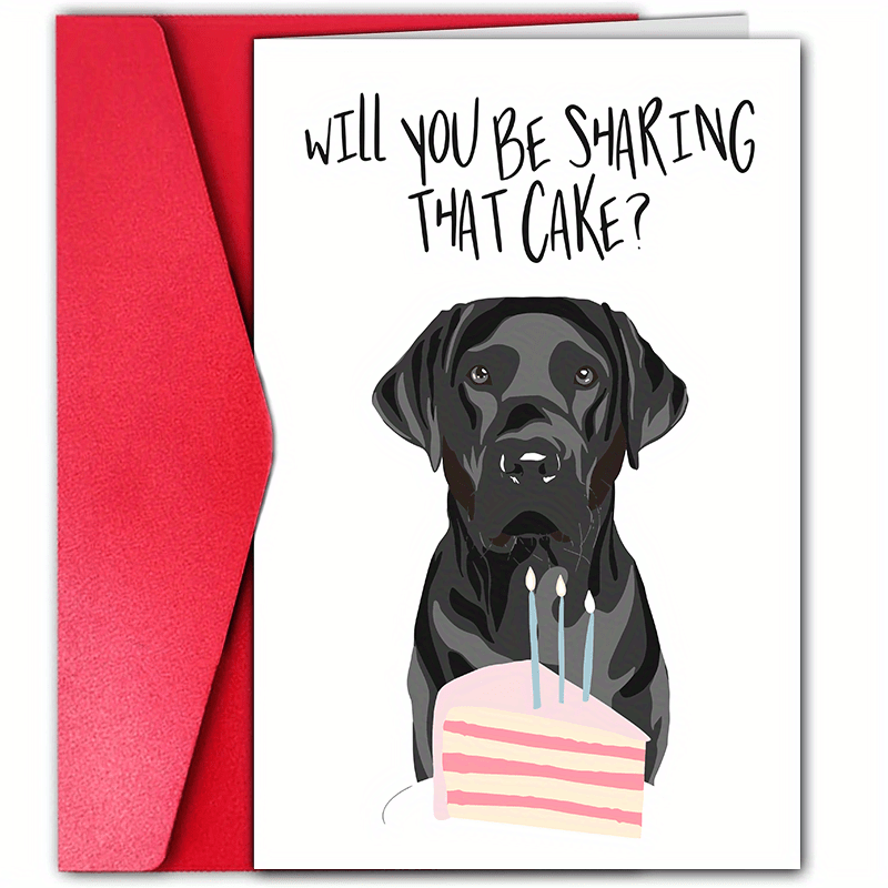 

1pc Funny Birthday Card Featuring A Cute Black Labrador Puppy. Perfect Gift For Family, Colleagues, Besties.