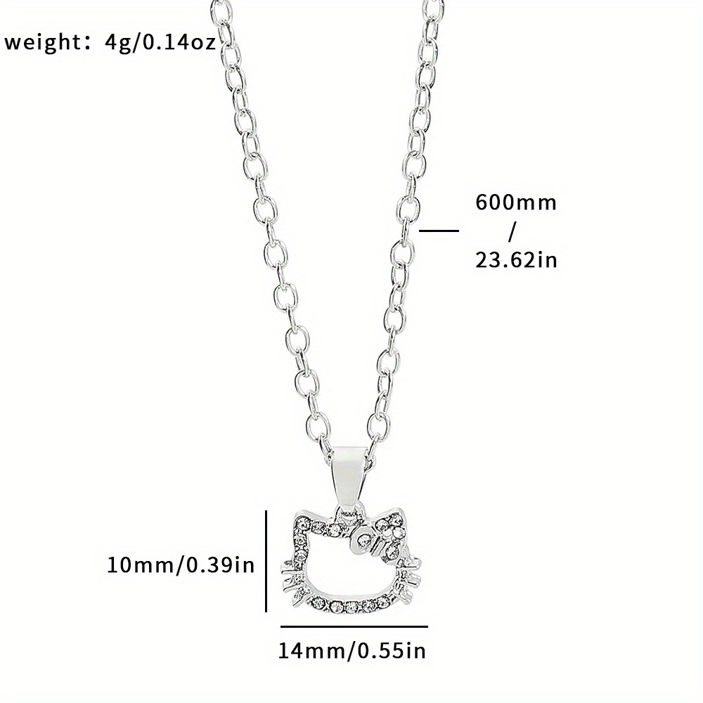 Hello Kitty Sanrio Necklace Silvery Color Layer Shining Bling Women  Clavicle Chain Elegant Charm Pendant Jewelry Gift