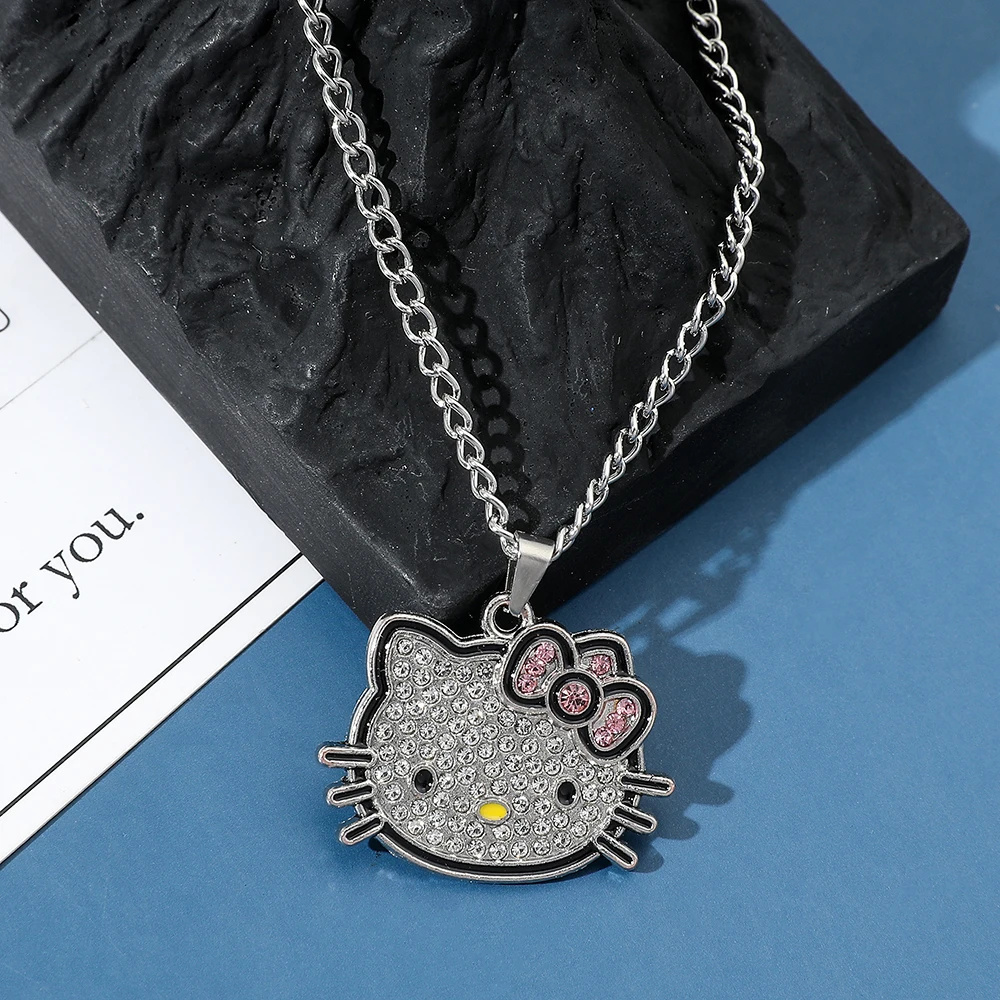 Anime Hello Kitty Necklace Cute Cartoon Love KT Cat Splice Jewelry Decoration Matching Collar Chain Holiday Party Gift,Temu