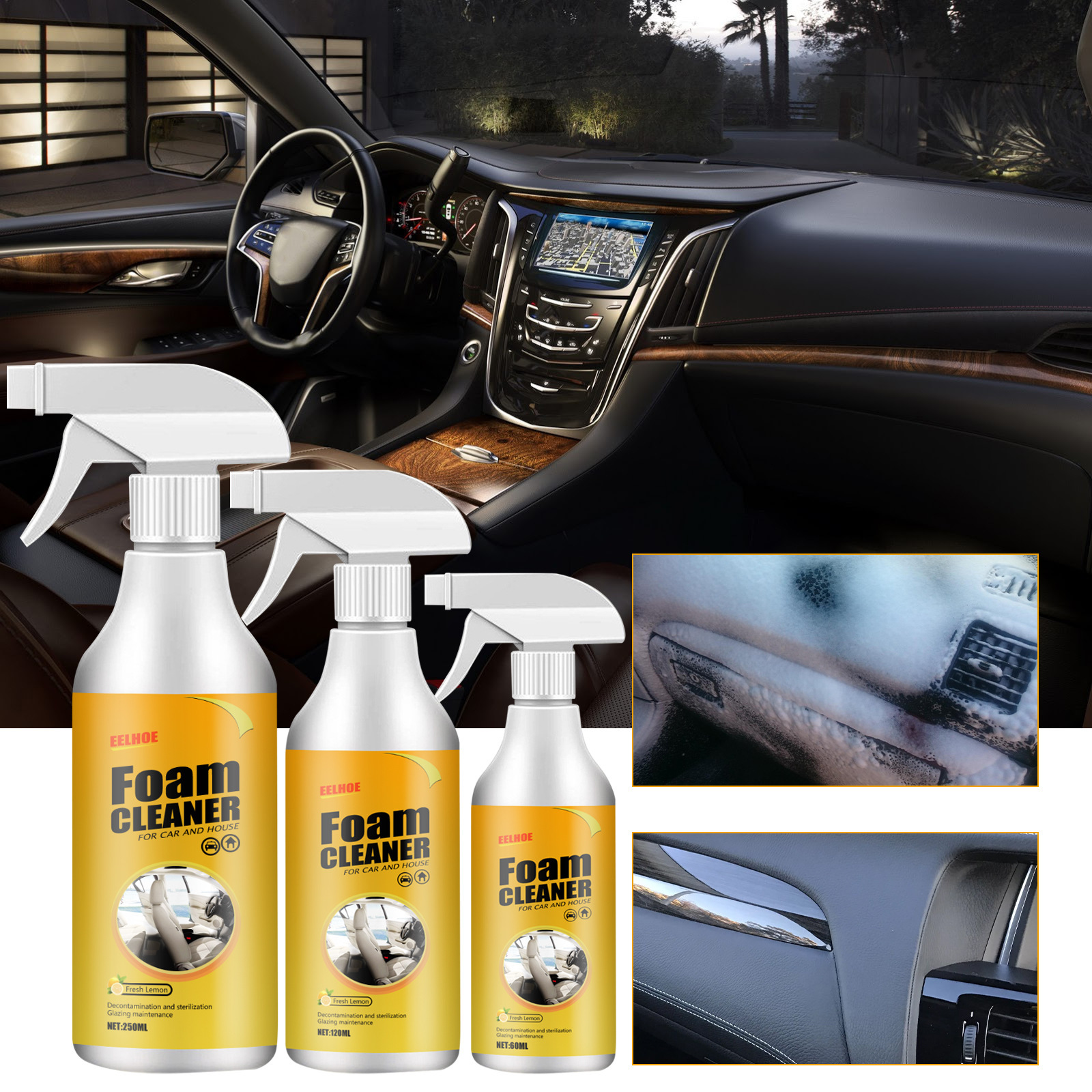 Car Interior Foam Cleaner Spray Powerful Decontamination Leather