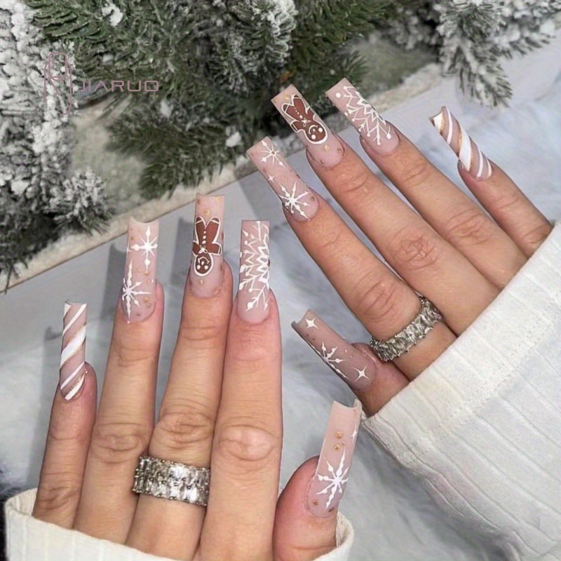 Press on Nails Long Square Shape Fake Nails White Acrylic Nails