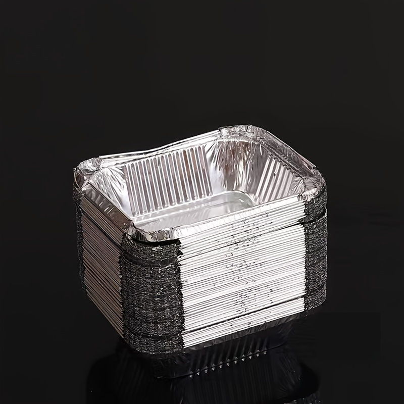 20pcs/50pcs Disposable Aluminum Foil Pans Tin Paper Boxes Cooking Tools -  Rectangular Tin Foil Pans For Cooking Heating, Baking Tool Tin Paper Pans 