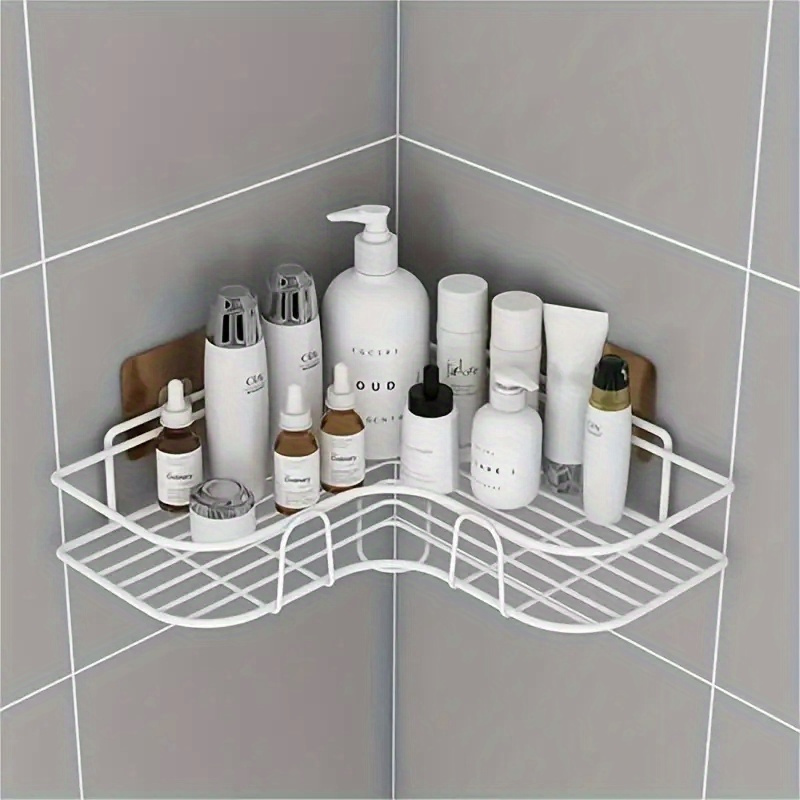 1PC Bathroom Corner Punch-Free Rack Wall Mounted Storage Rack Suction  Holder