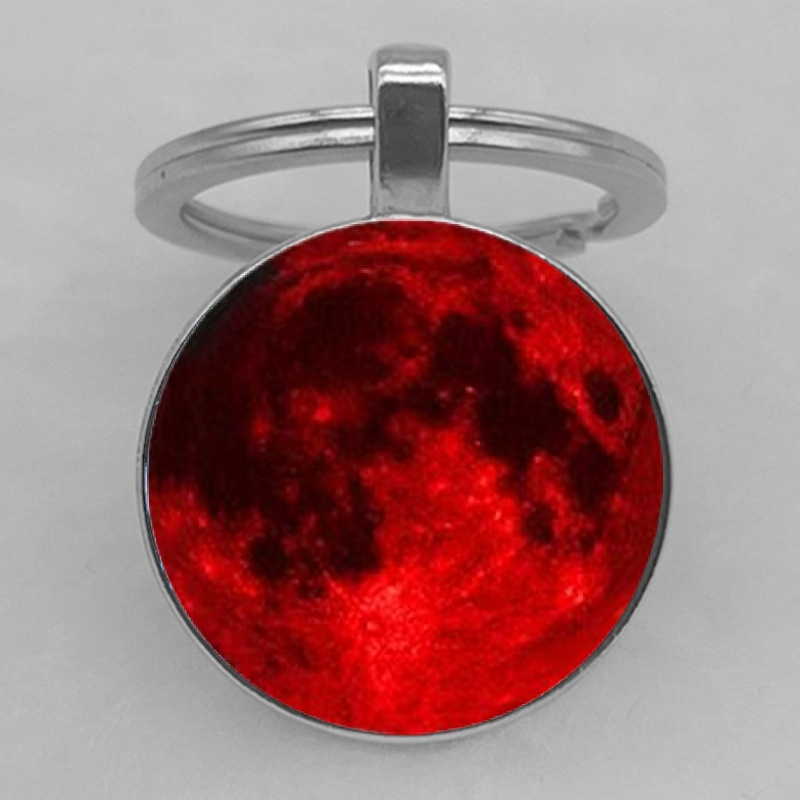 Red Moon Keychain Blood Moon Keychain Full Moon Keychain 